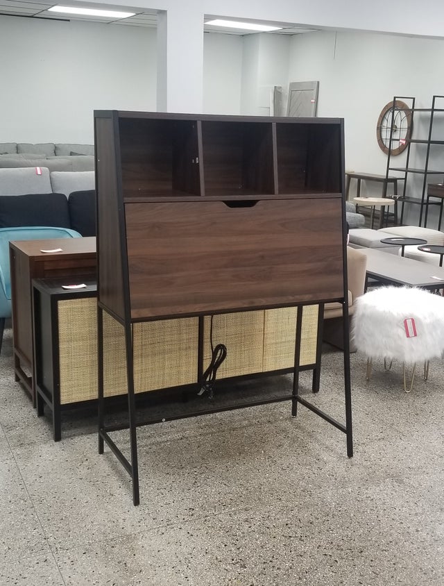 Loring wood secretary desk with shop hutch