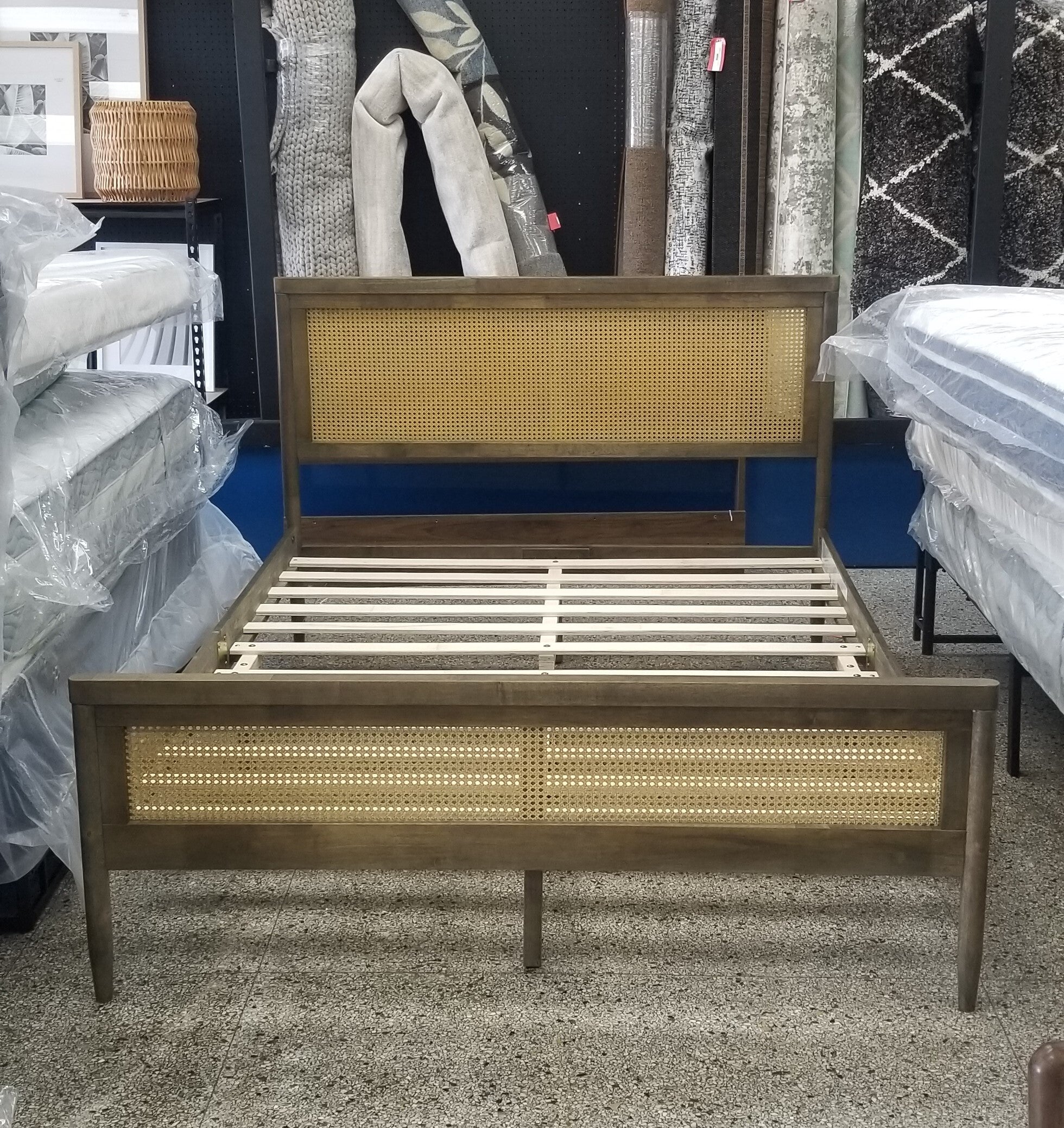 Martha Stewart Jax Platform Bed with Rattan Headboard and Footboard ...